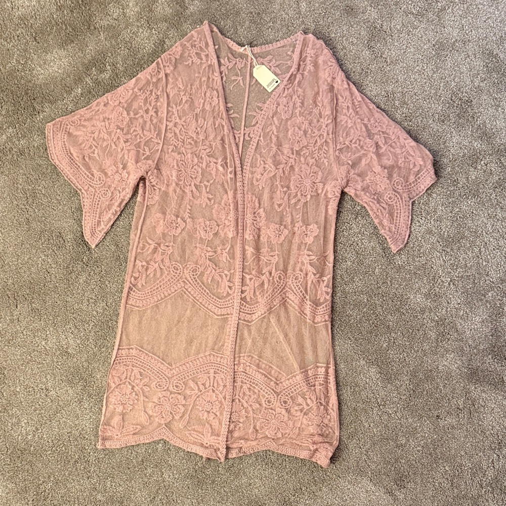 JODIFL Mauve Lace Cardigan